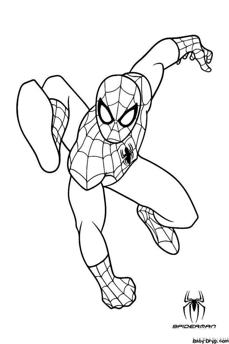 Coloring page Spider-Man runs | Coloring Spider-Man printout