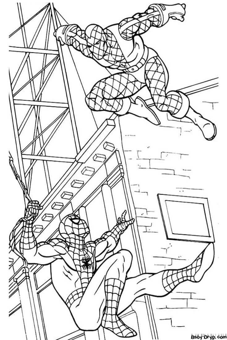 Coloring page Spider-Man vs. the Enemy | Coloring Spider-Man