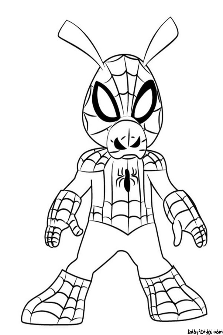 Coloring page Spider-Pig | Coloring Spider-Man printout