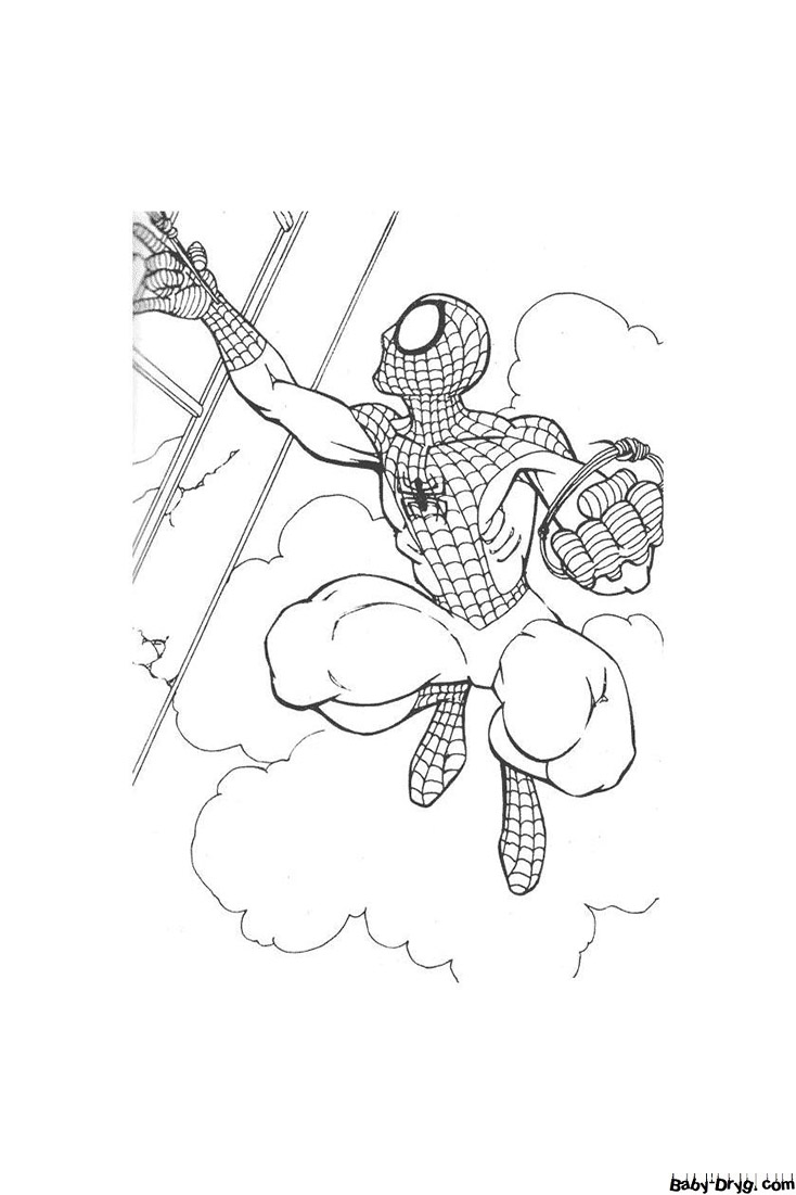 Coloring page SpiderMan and the Web | Coloring Spider-Man