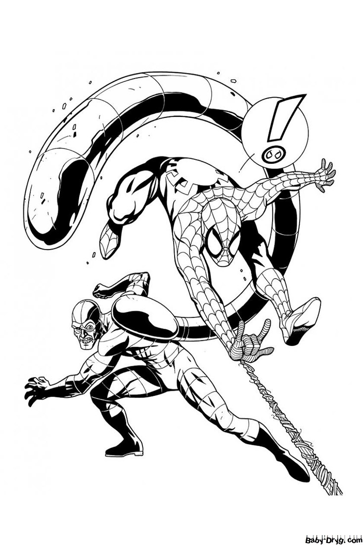 Coloring page Spiderman dodges an attack | Coloring Spider-Man