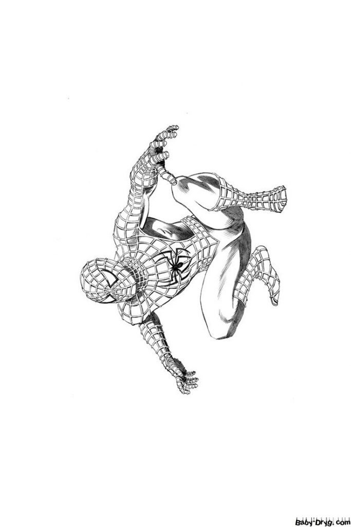 Coloring page Spiderman prepares to jump | Coloring Spider-Man