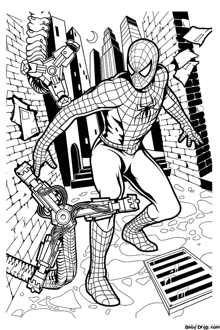 Coloring page Struggle Spider-Man | Coloring Spider-Man