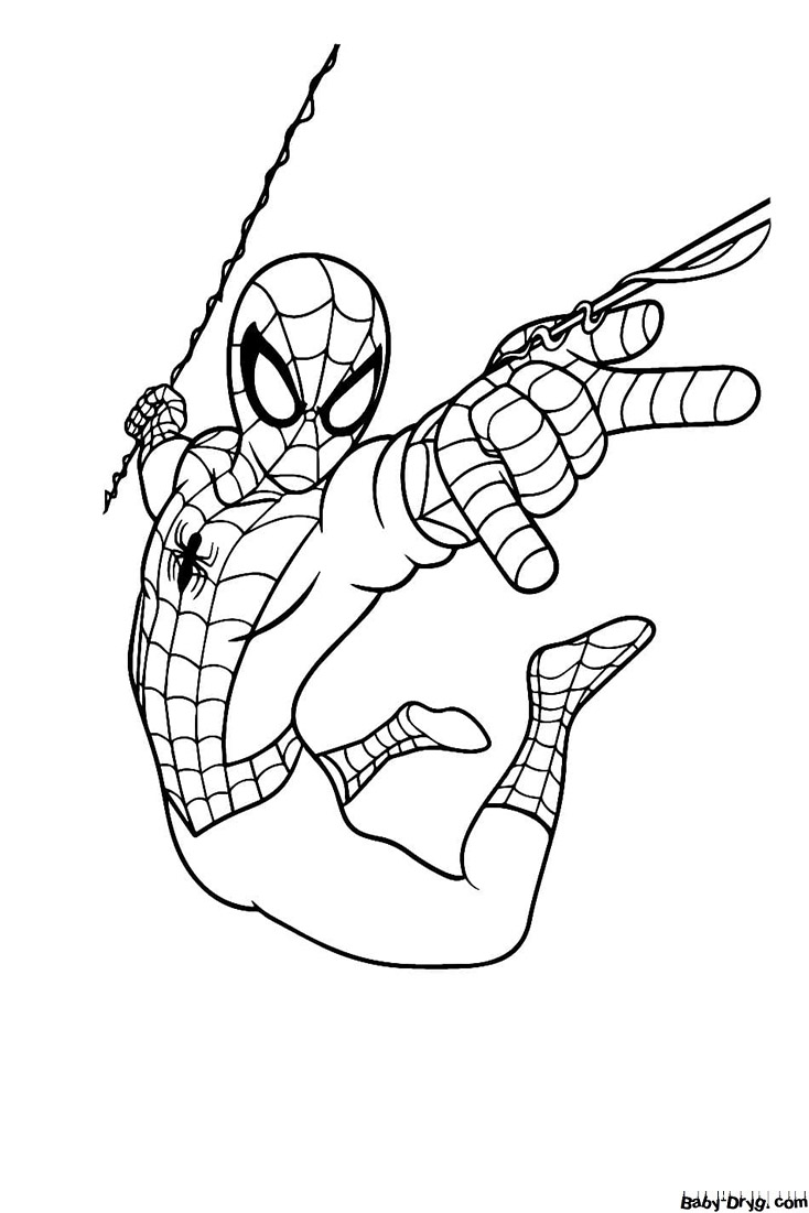 Coloring page Superhero in a spider costume | Coloring Spider-Man