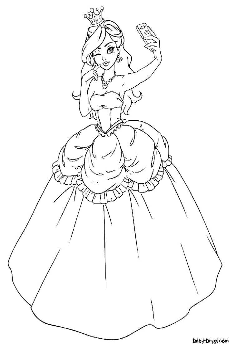 Coloring page The princess is being photographed | Coloring Princess