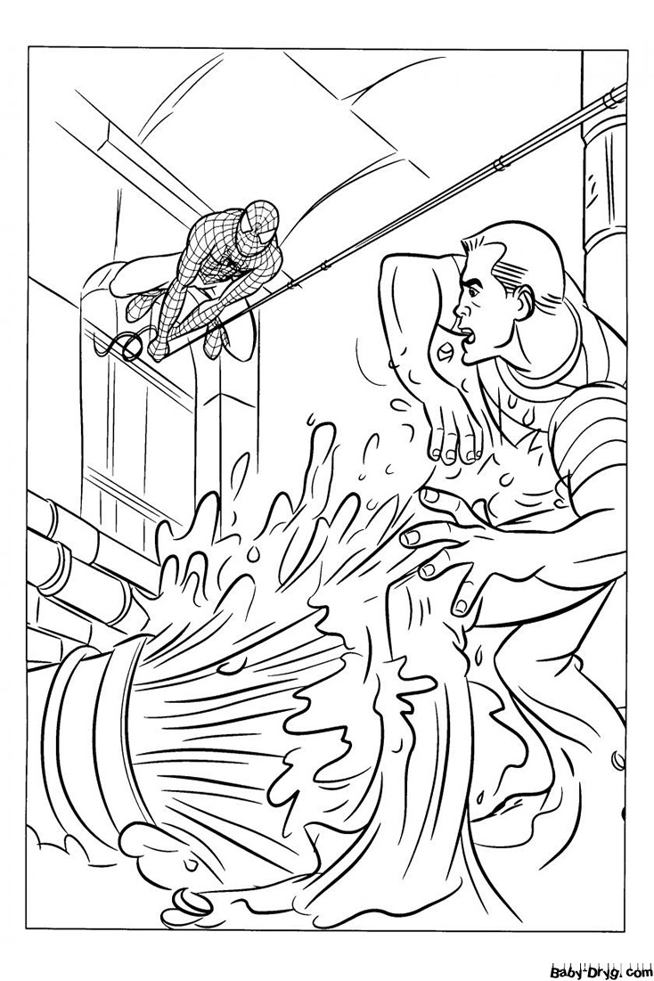 Coloring page The Sandman washed away | Coloring Spider-Man