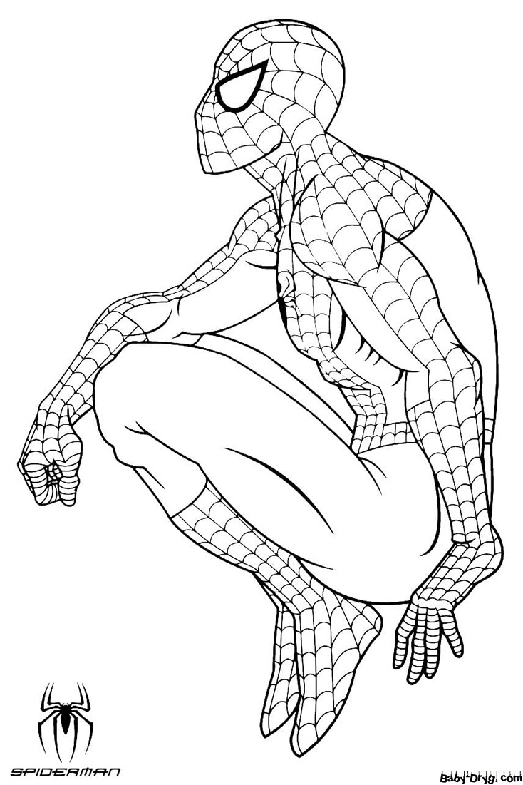 Coloring page Thoughtful Spider-Man | Coloring Spider-Man