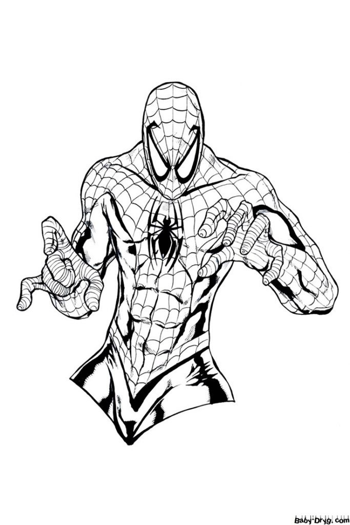 Coloring page Torso of Spider-Man | Coloring Spider-Man