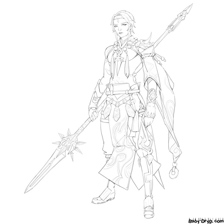Coloring page Xiao in full size | Coloring Genshin Impact