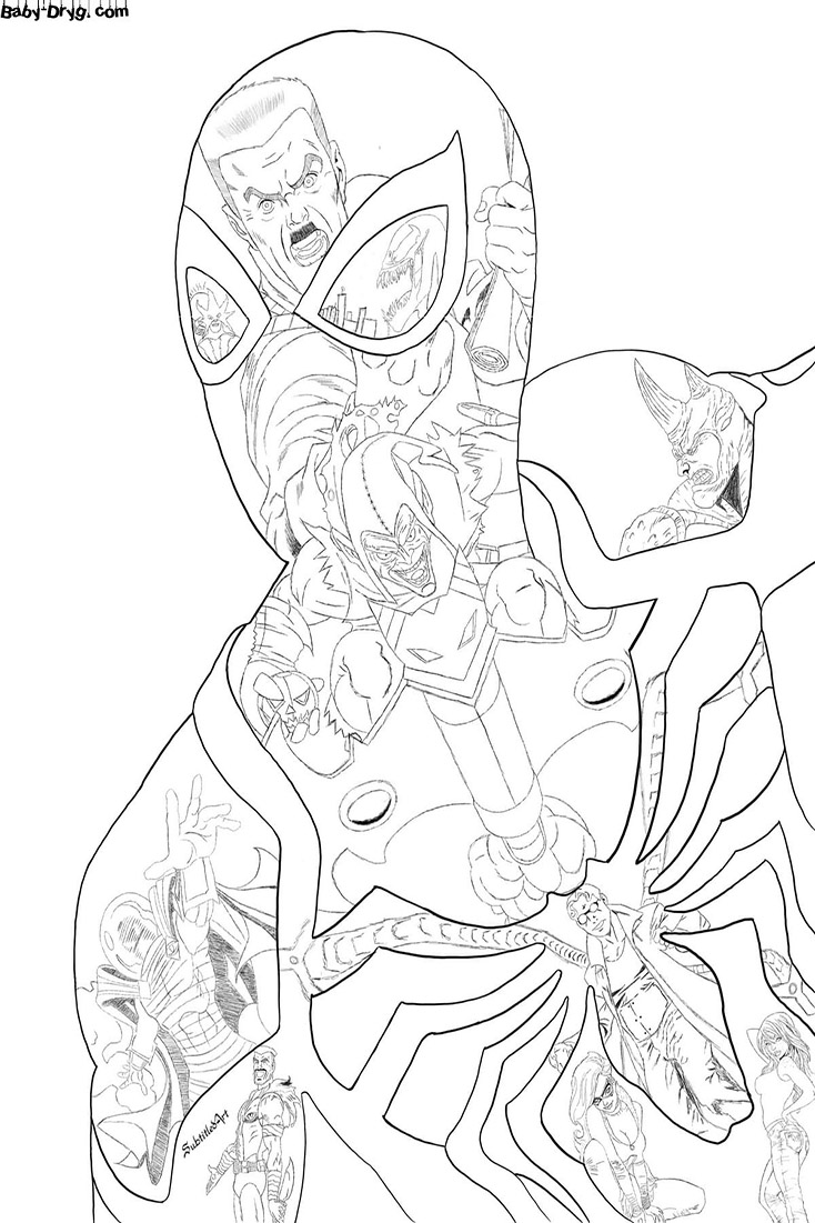 Coloring pages SpiderMan | Coloring Spider-Man printout