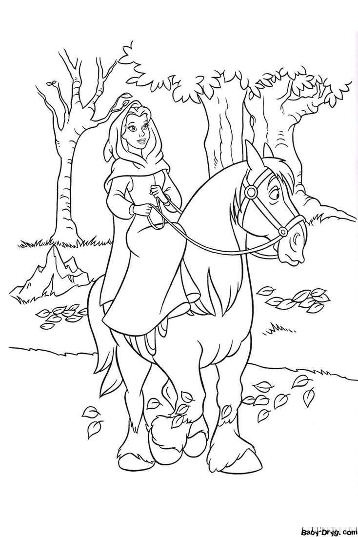 Coloring Princess on a horse | Coloring Princess printout