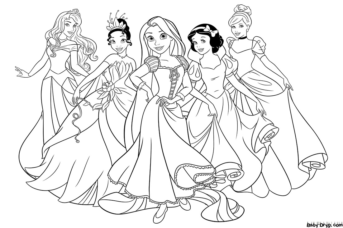 Disney princesses picture | Coloring Princess printout