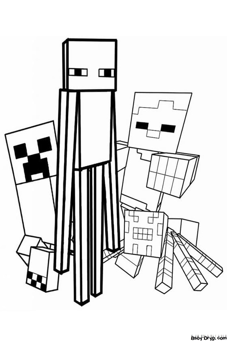 Minecraft heroes picture | Coloring Minecraft printout