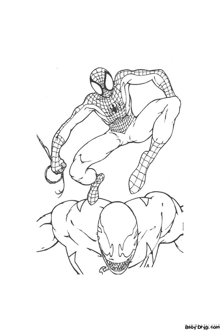 Spider-Man and Venom picture | Coloring Spider-Man printout