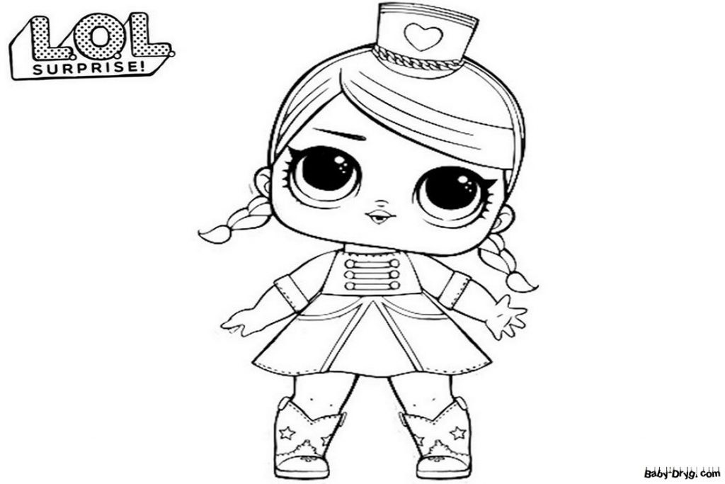 Coloring page Baby LOL Surprise in a Cap with a Heart | Coloring LOL dolls
