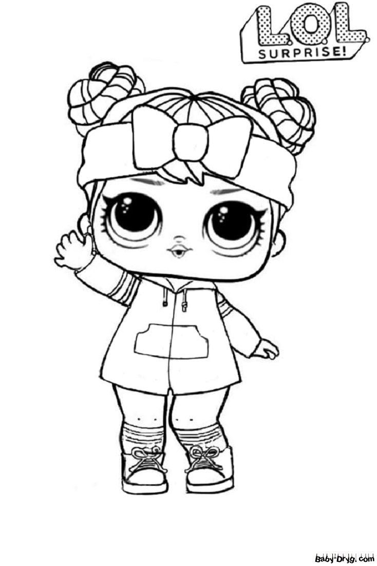 Coloring page Baby with a bow | Coloring LOL dolls printout