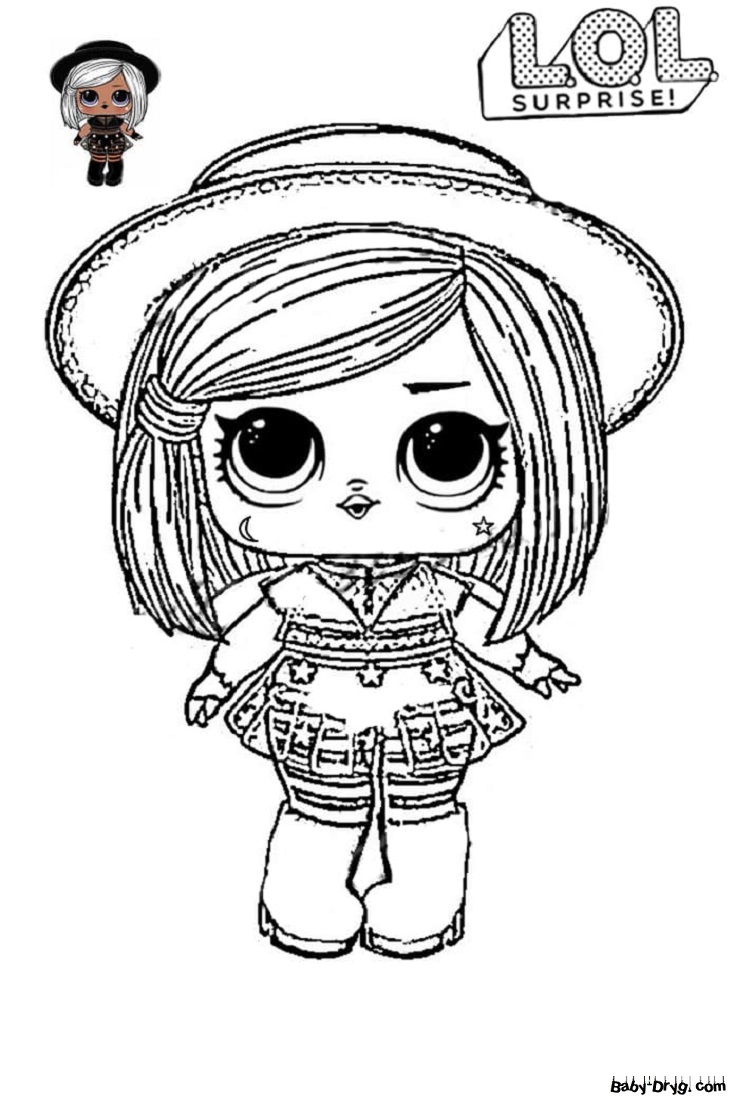 Coloring page Beautiful baby in a hat | Coloring LOL dolls