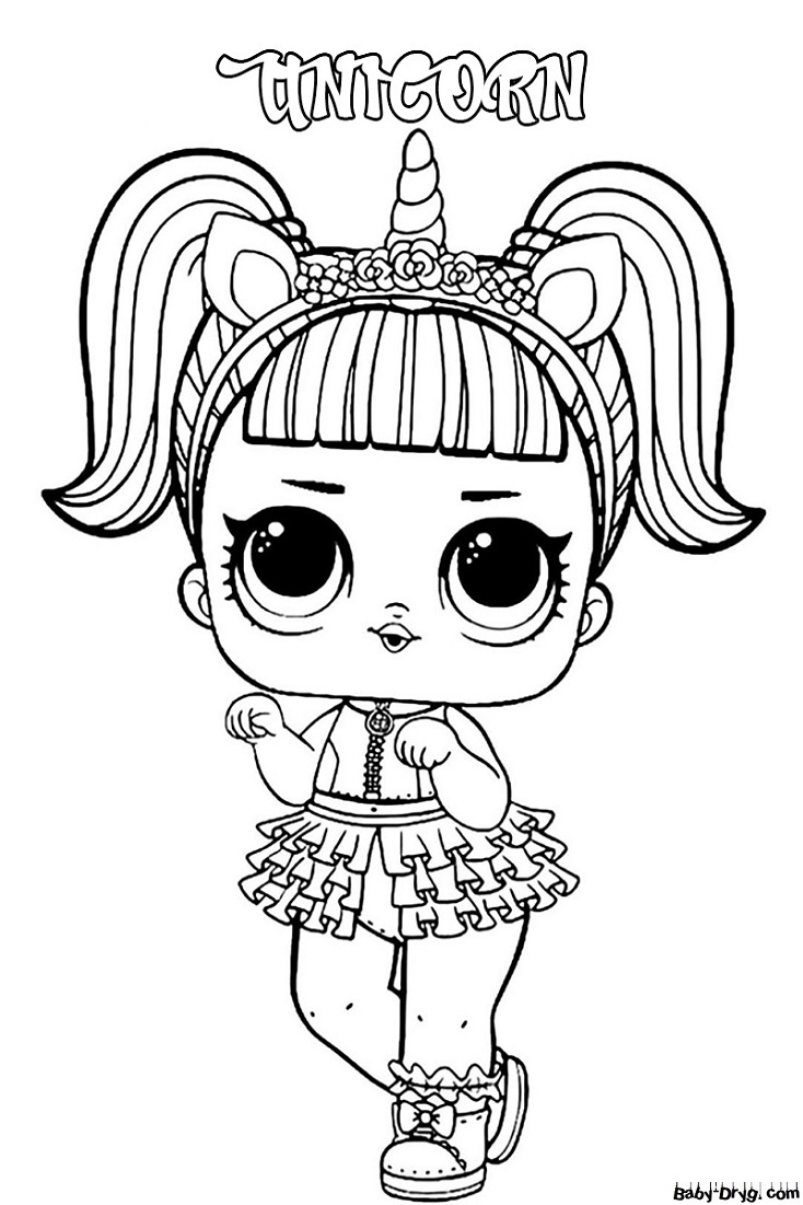 Coloring page Beautiful unicorn image | Coloring LOL dolls