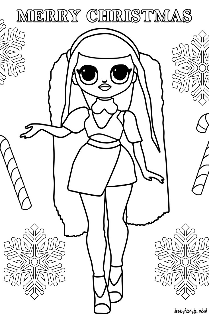 Coloring page Big sister LOL Merry Christmas | Coloring LOL dolls