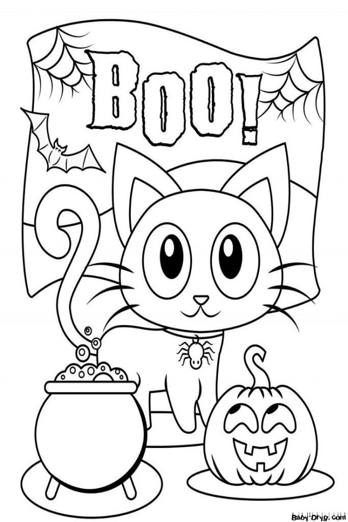 Coloring page Boo! | Coloring Halloween printout