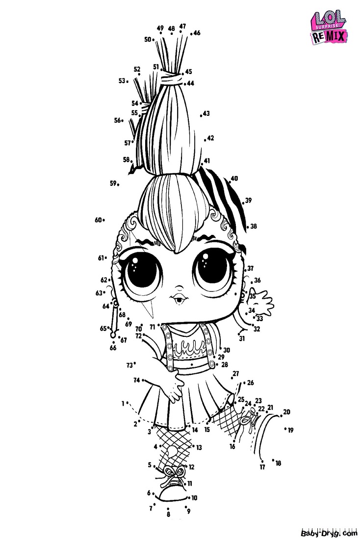 Coloring page Connect the doll by number, and then color | Coloring LOL dolls