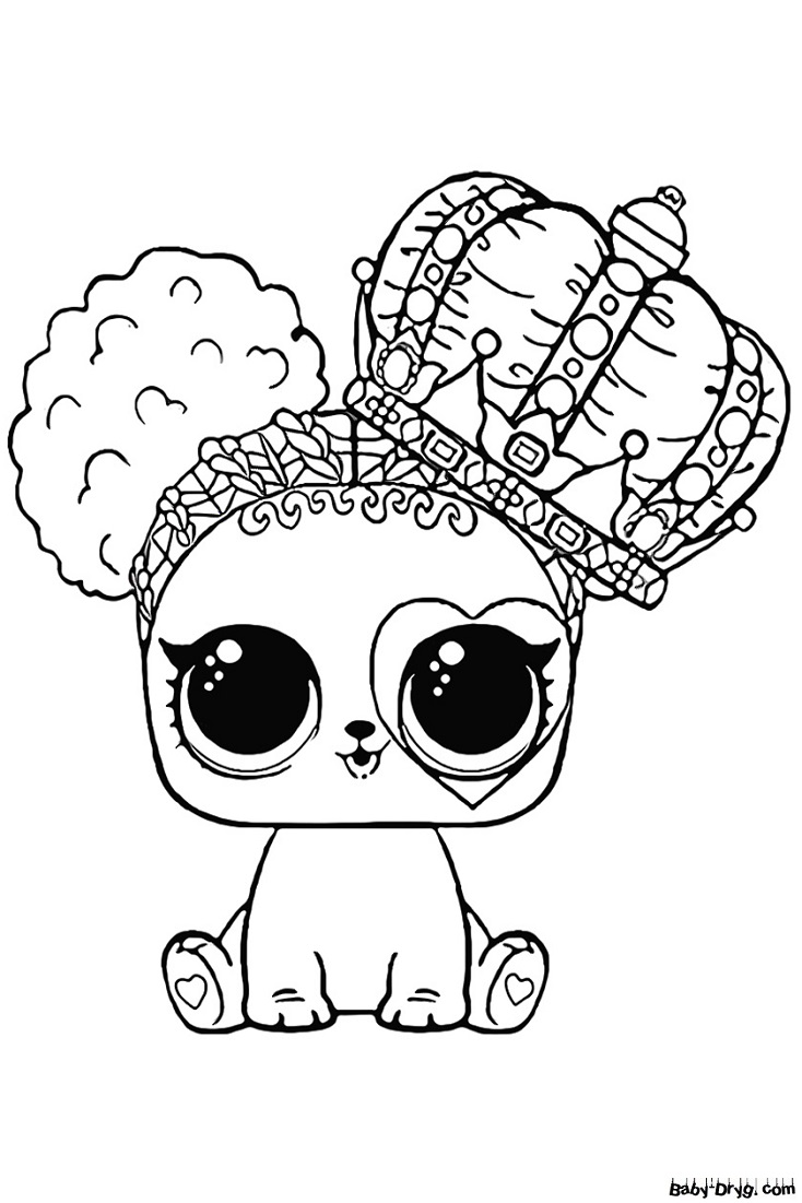 Coloring page Crowned Puppy Heartbreaker | Coloring LOL dolls