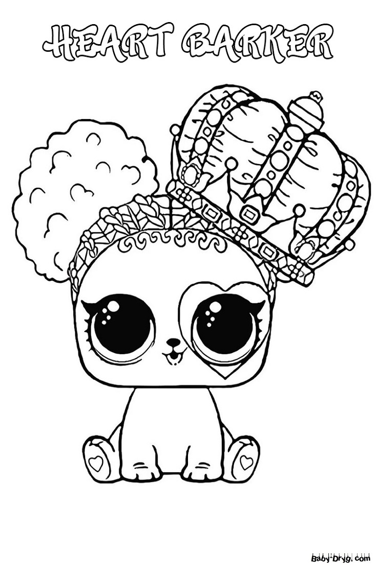 Coloring page Cute pet lol with a crown on his head | Coloring LOL dolls