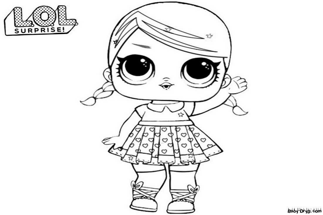 Coloring page Diligent girl in a beautiful dress | Coloring LOL dolls