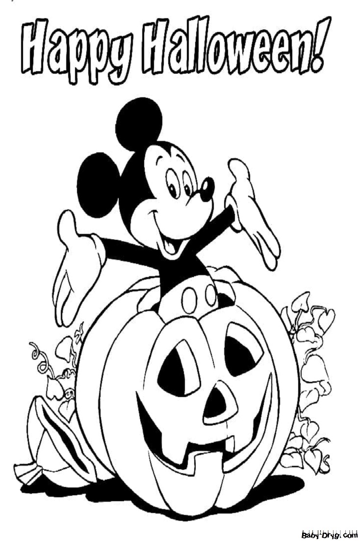 Coloring page Disney Mickey Mouse Halloween | Coloring Halloween