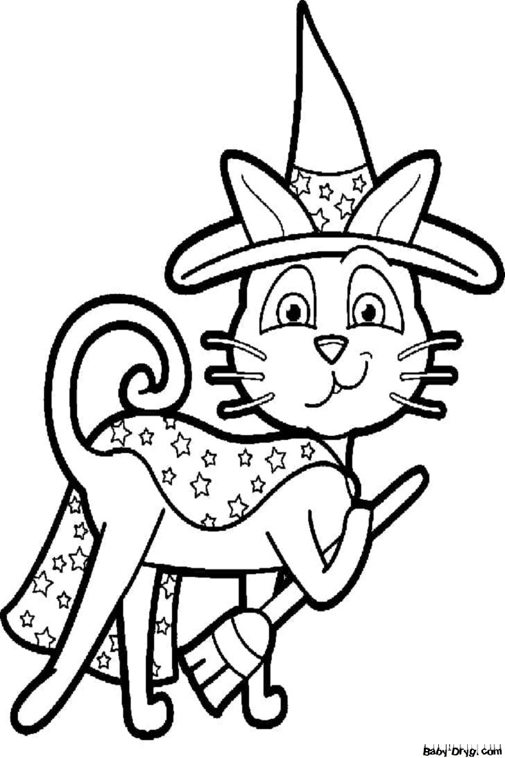 Coloring page Enchanted Cat | Coloring Halloween printout