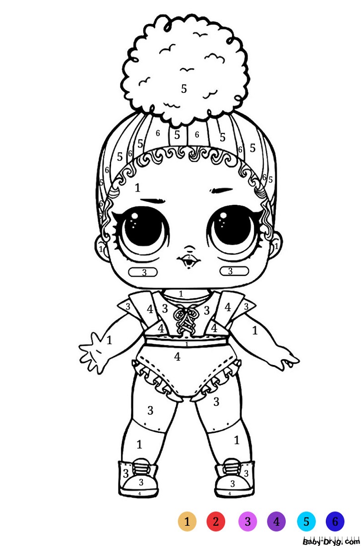 Coloring page Find the right color for each number and color the lol doll | Coloring LOL dolls