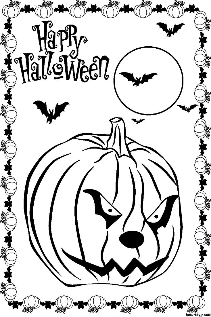 Coloring page Halloween card | Coloring Halloween printout