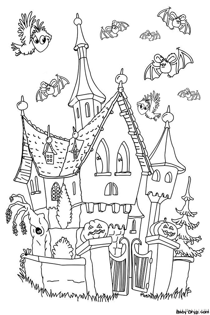 Coloring page Haunted House | Coloring Halloween printout