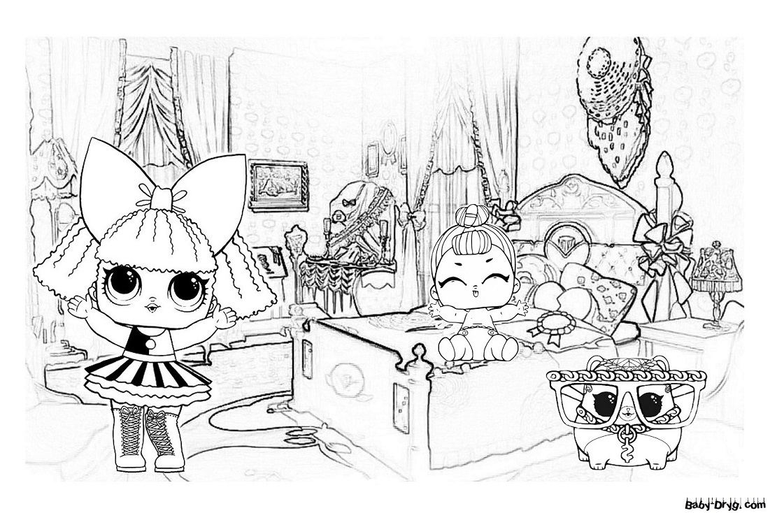 Coloring page Hello! Come and visit us, we'll dress you up! | Coloring LOL dolls