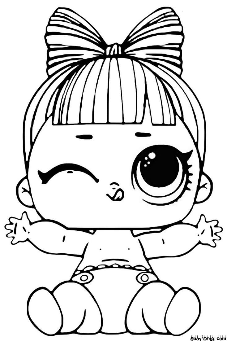 Coloring page LOL baby with a bow | Coloring LOL dolls