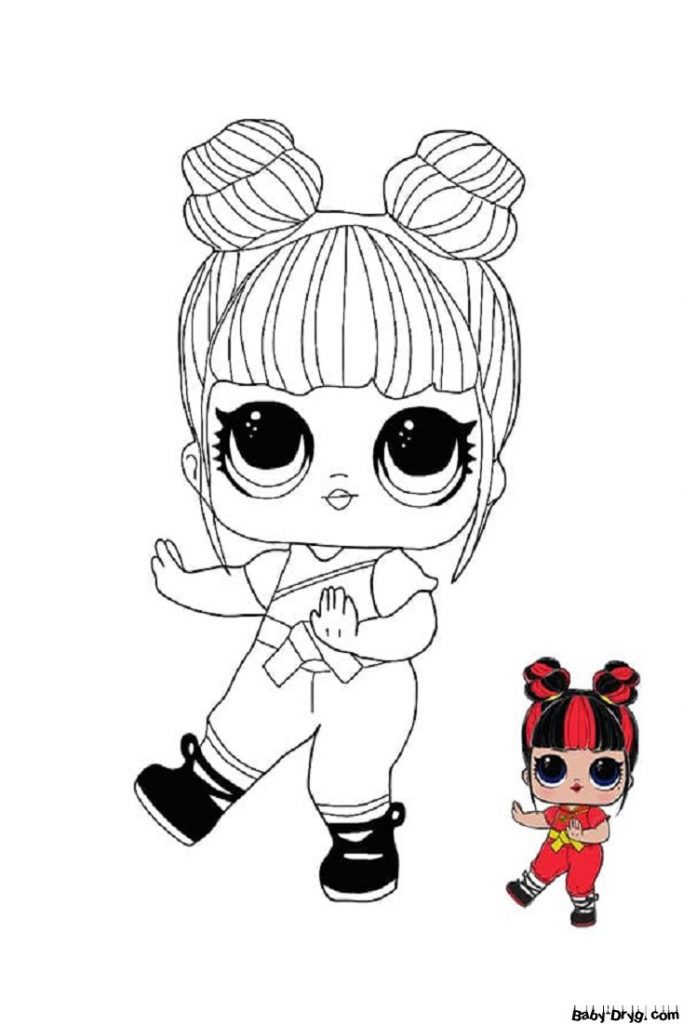 Coloring page LOL doll with colored strands | Coloring LOL dolls