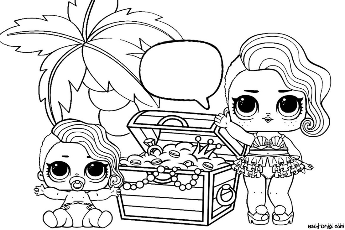 Coloring page LOL on a pirate island | Coloring LOL dolls