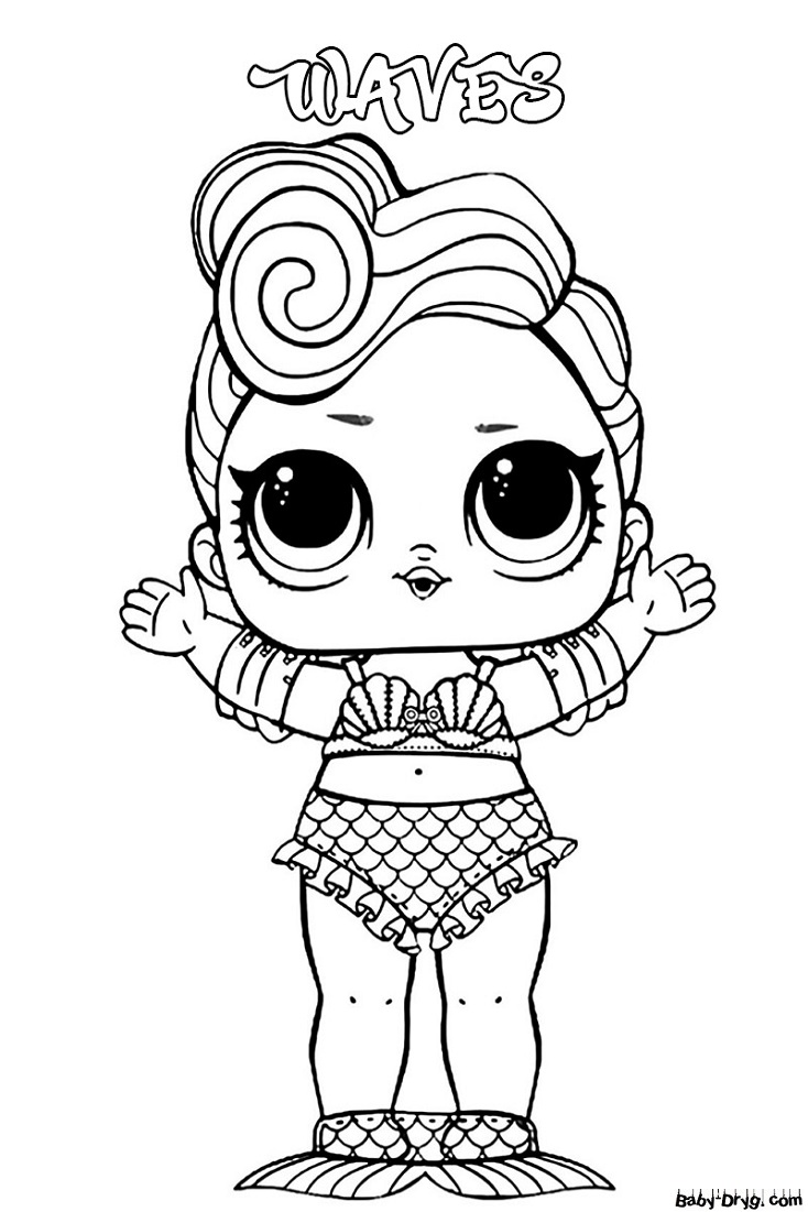 Coloring page Mermaid doll | Coloring LOL dolls printout