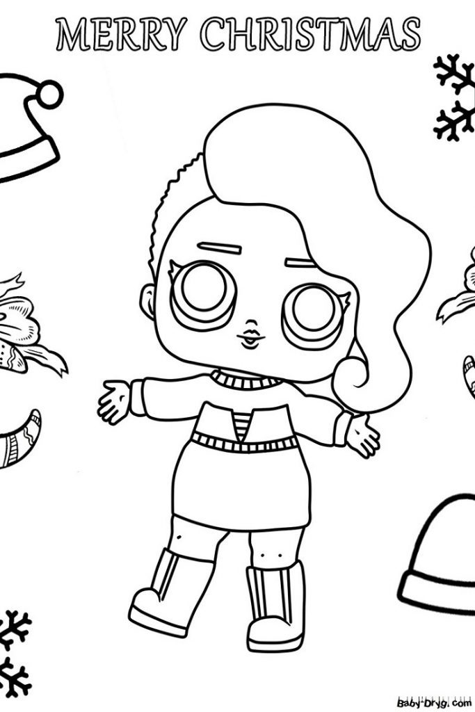Coloring page Merry Christmas | Coloring LOL dolls printout