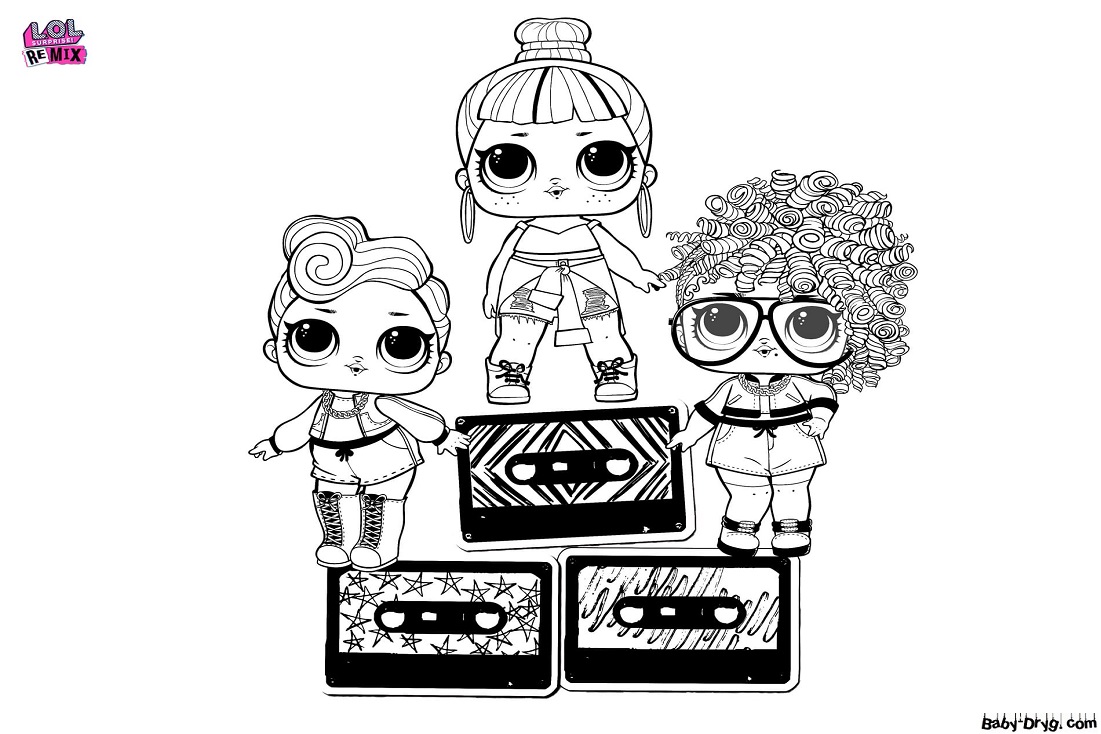 Coloring page Music Dolls LOL Remix | Coloring LOL dolls