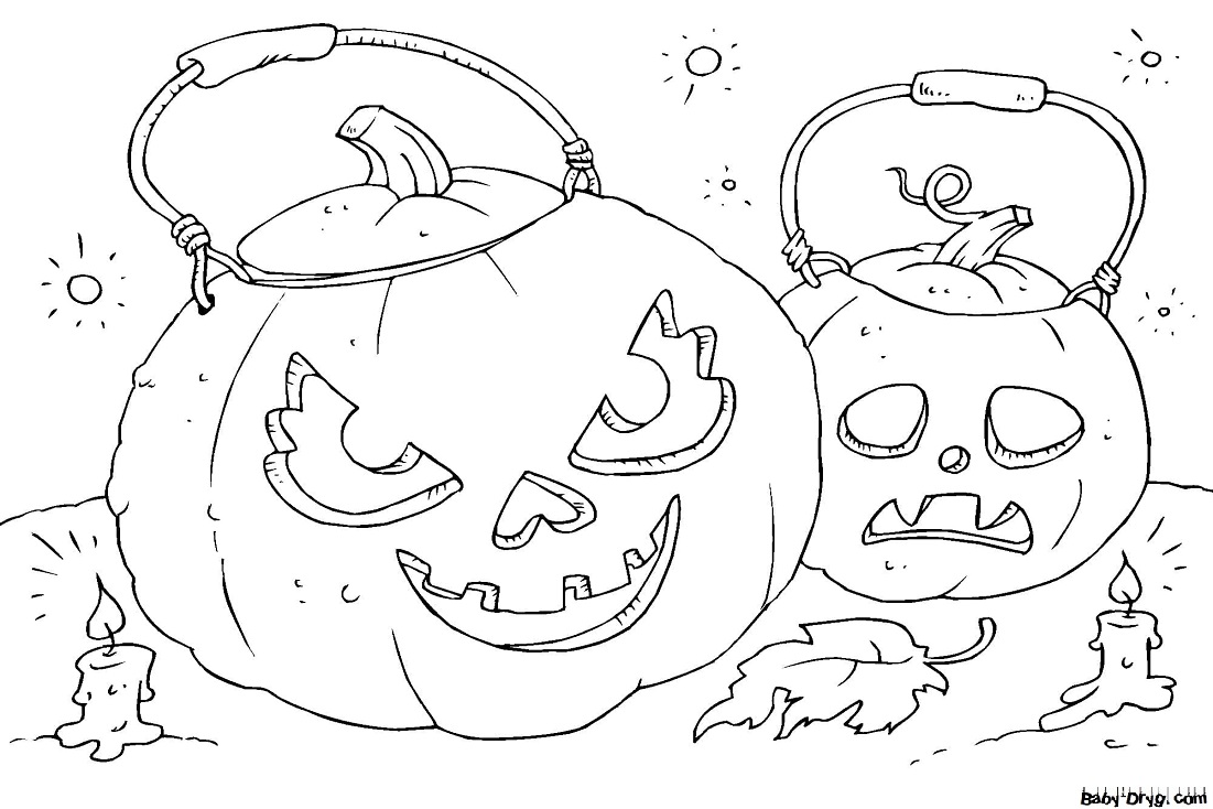 Coloring page Ominous Pumpkins | Coloring Halloween printout