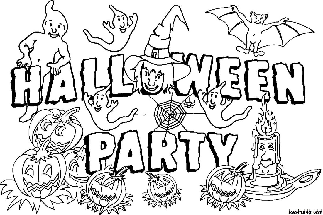 Coloring page Party starts | Coloring Halloween printout