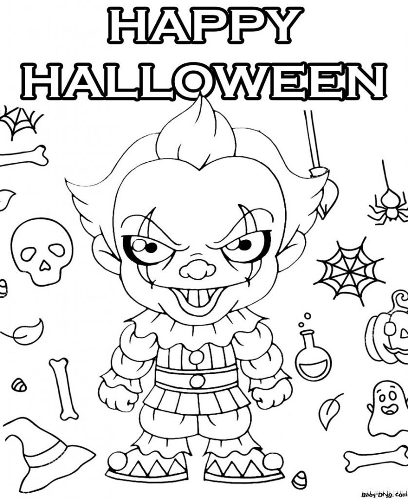 Coloring page Pennywise | Coloring Halloween printout