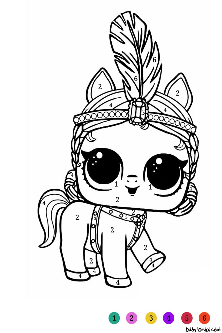 Coloring page pet LOL by numbers and colors | Coloring LOL dolls