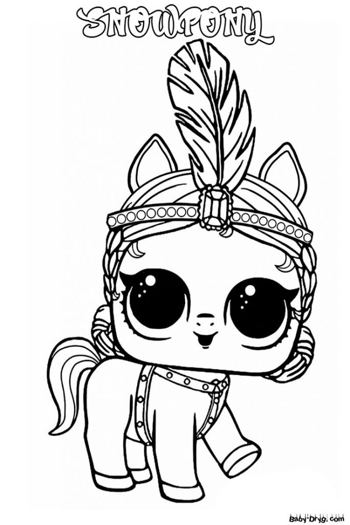 Coloring page Pet lol with tiara and feather | Coloring LOL dolls