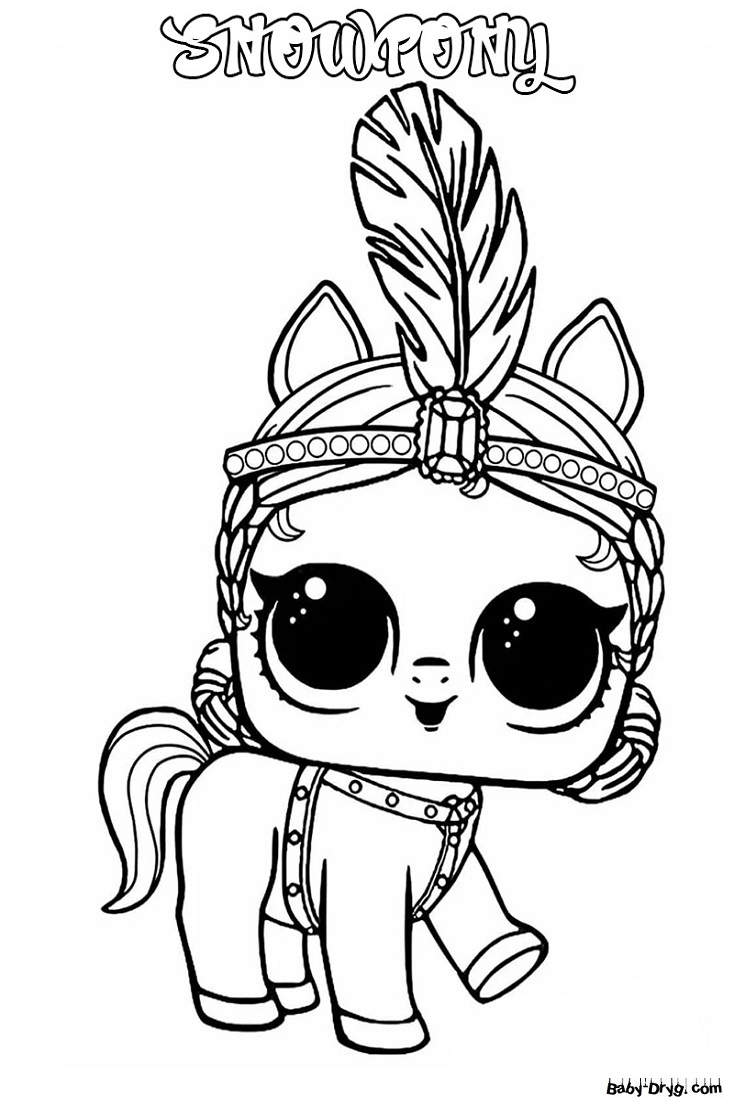 Coloring page Pet lol with tiara and feather | Coloring LOL dolls
