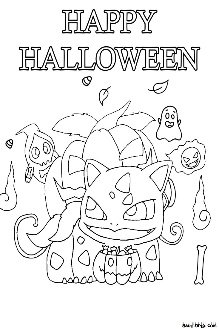 Coloring page Pokémon Bulbasaur Halloween | Coloring Halloween