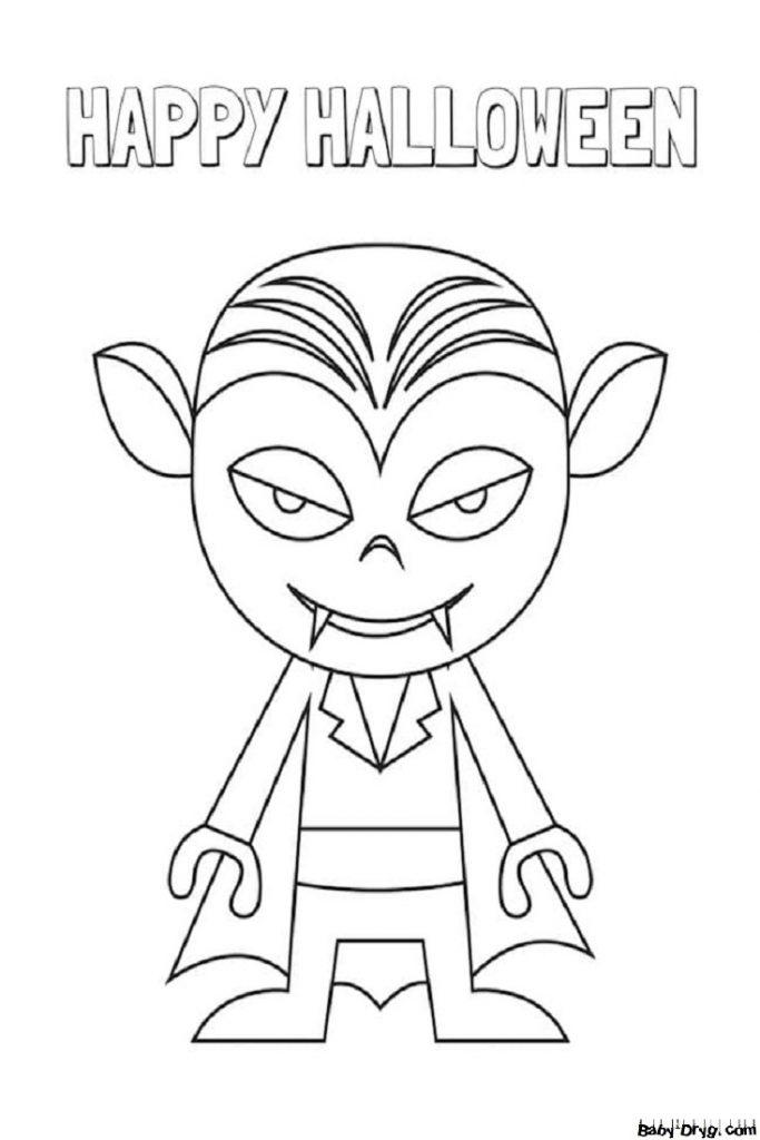 Coloring page Postcard with a vampire for coloring | Coloring Halloween