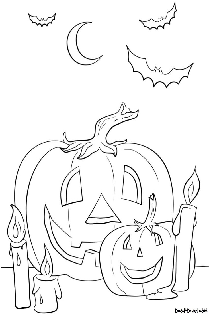 Coloring page Pumpkin lights | Coloring Halloween printout
