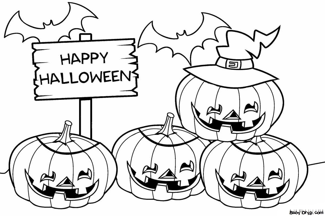 Coloring page Pumpkin lights are the main symbol of Halloween | Coloring Halloween